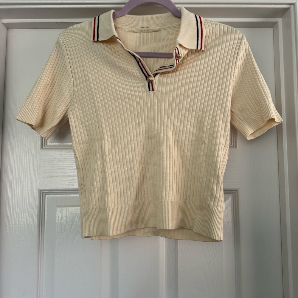 Knit Collar Two Piece Short Sleeve Top and Mini Skirt Matching Set - Picture 13 of 15